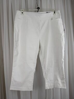 Kim Rogers Petite 14P White Millennium Crop Pants Pull-On NWT